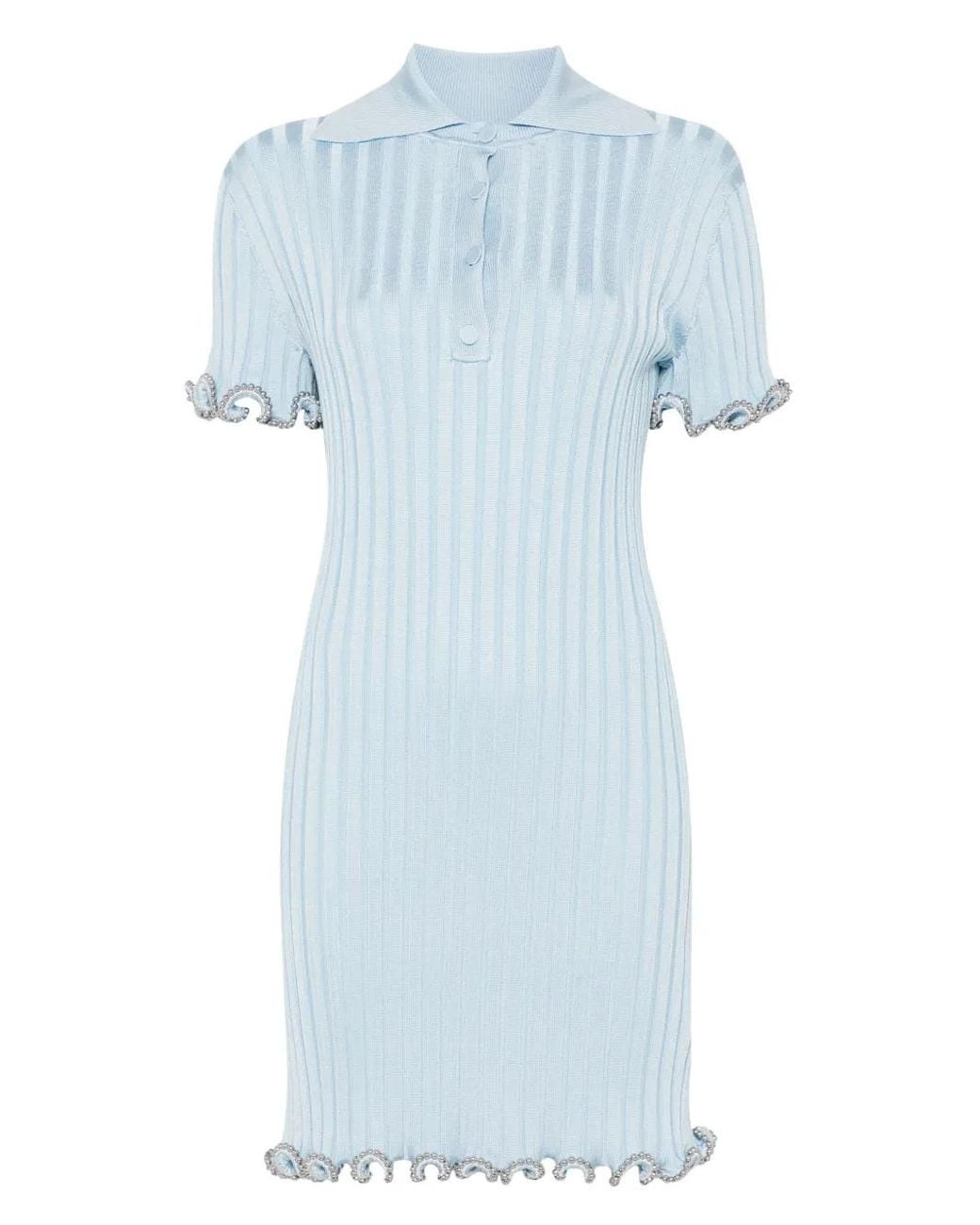 Jil Sander Ribgebreide Mini-Jurk in het Blue