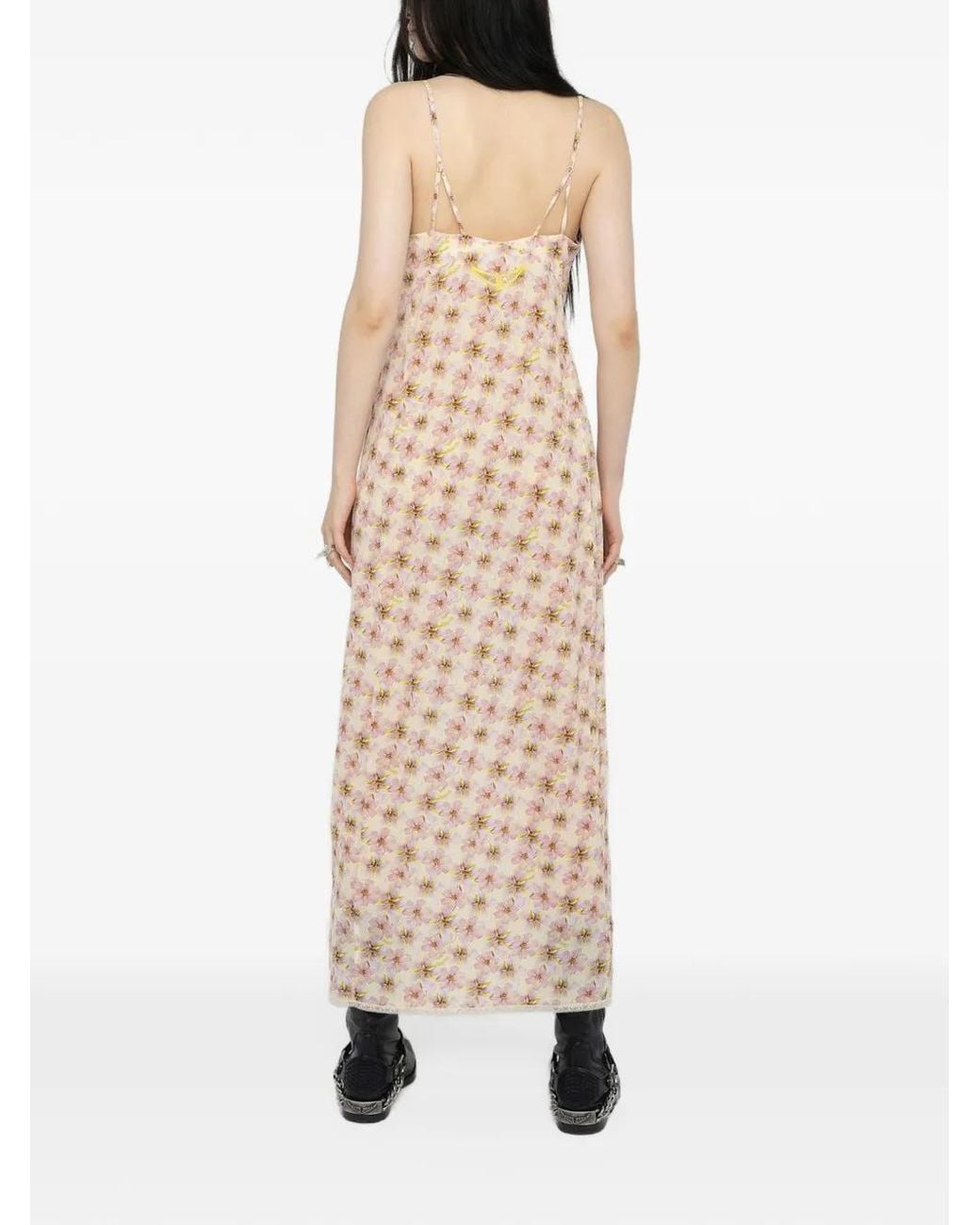 Zadig & Voltaire Natural Ramelil Stamp Orchid Straps Dress