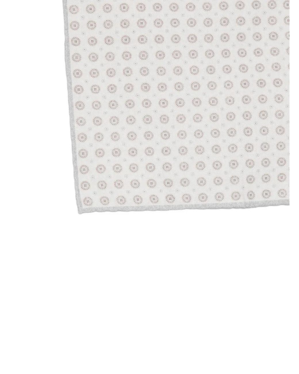 Eleventy White Geometric-Print Pocket Square for men