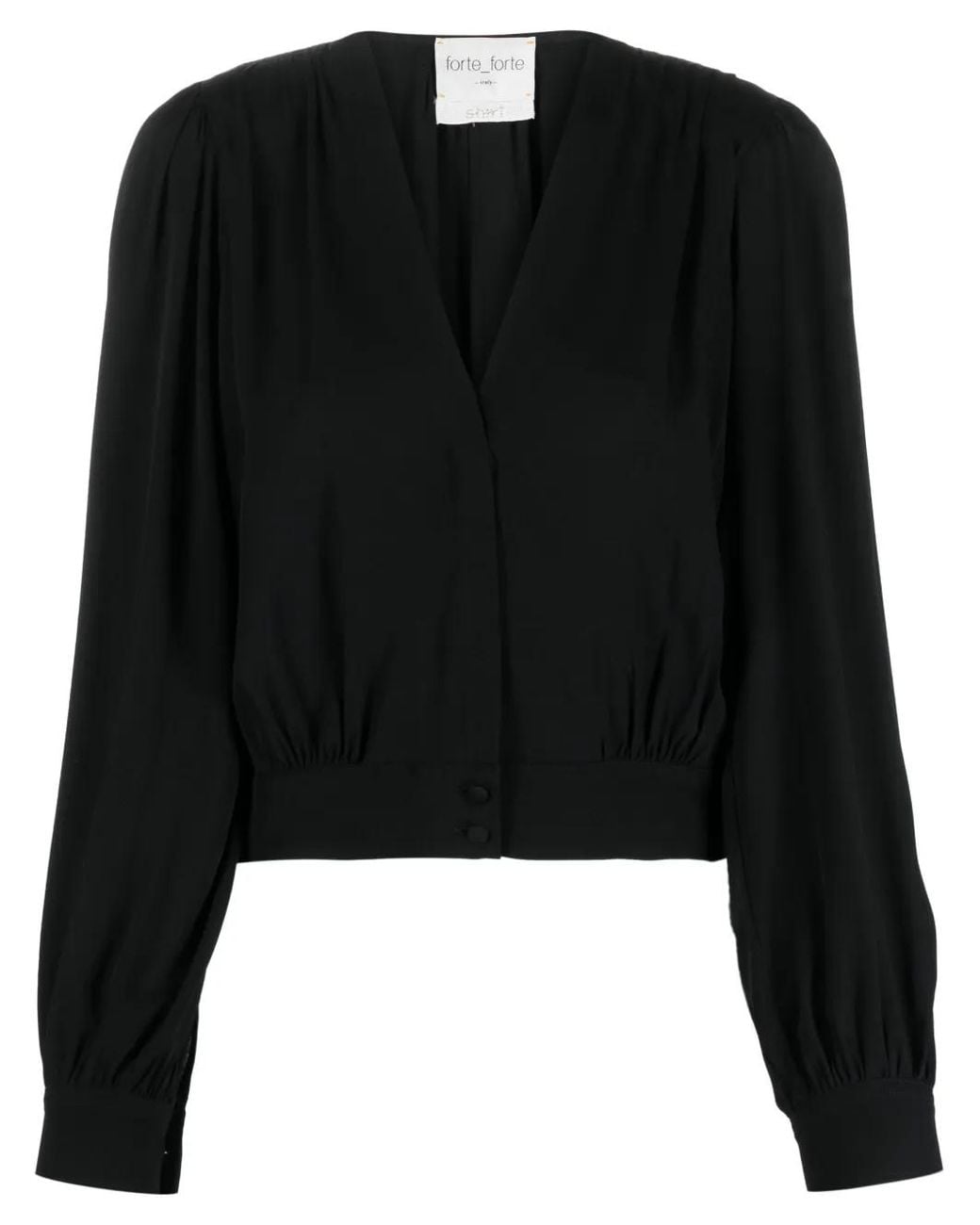 Forte_forte Black Gathered Moroccan-Crêpe Shirt