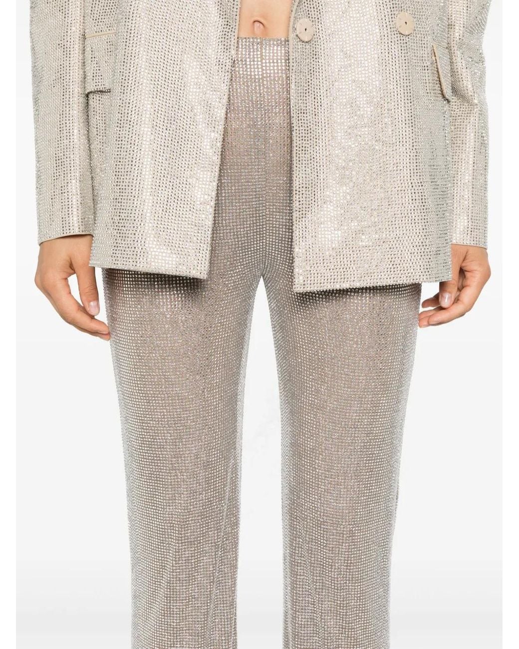 GIUSEPPE DI MORABITO Gray Rhinestone-Embellished Straight Trousers