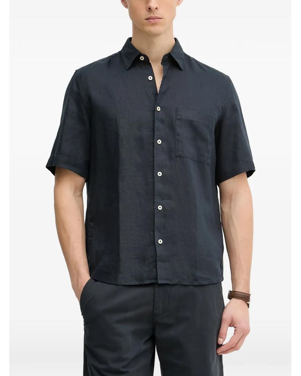 Marc O' Polo Black Short-Sleeve Chest-Pocket Shirt for men