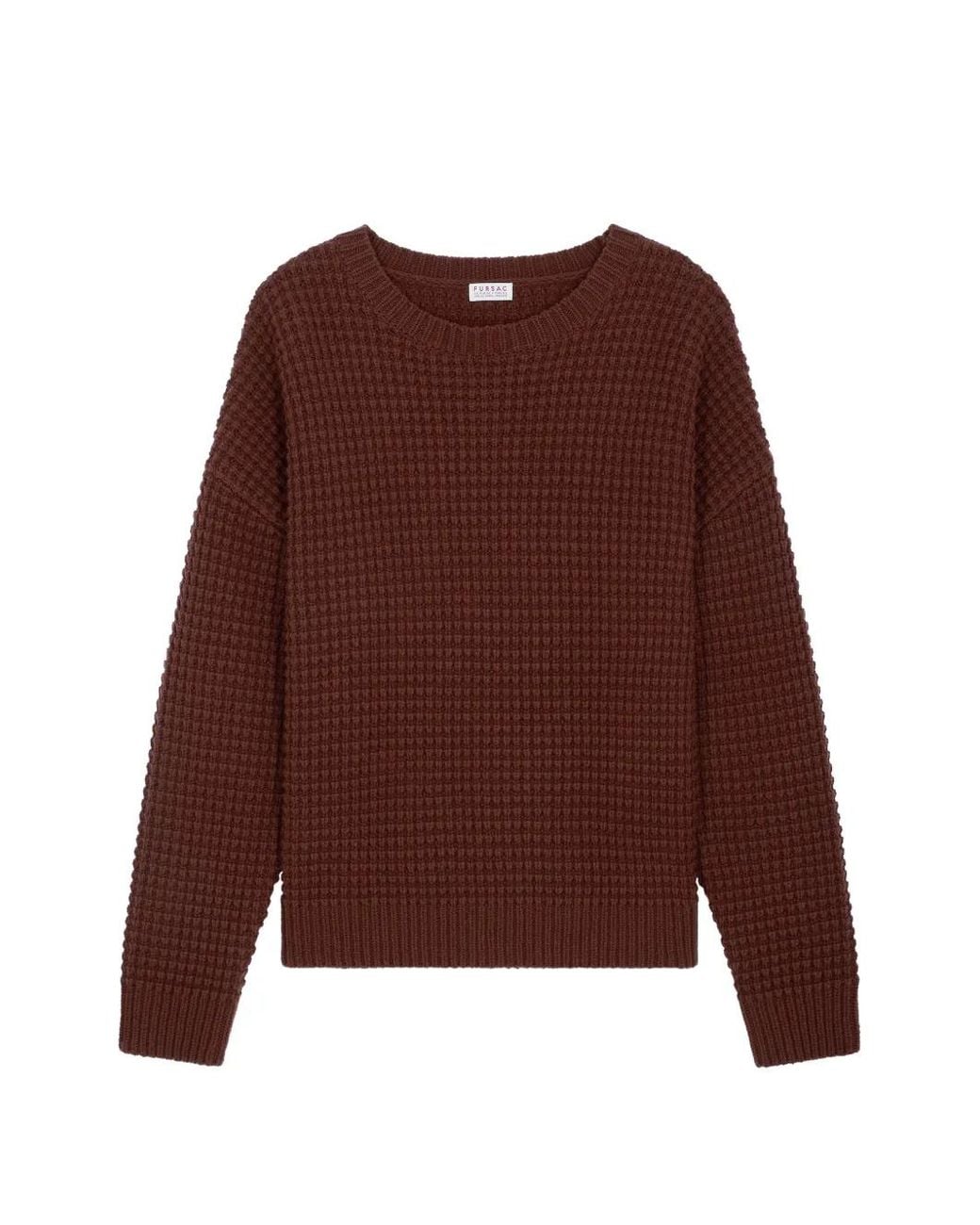 Fursac Pullover Mit Waffelstrick-Muster in Brown für Herren