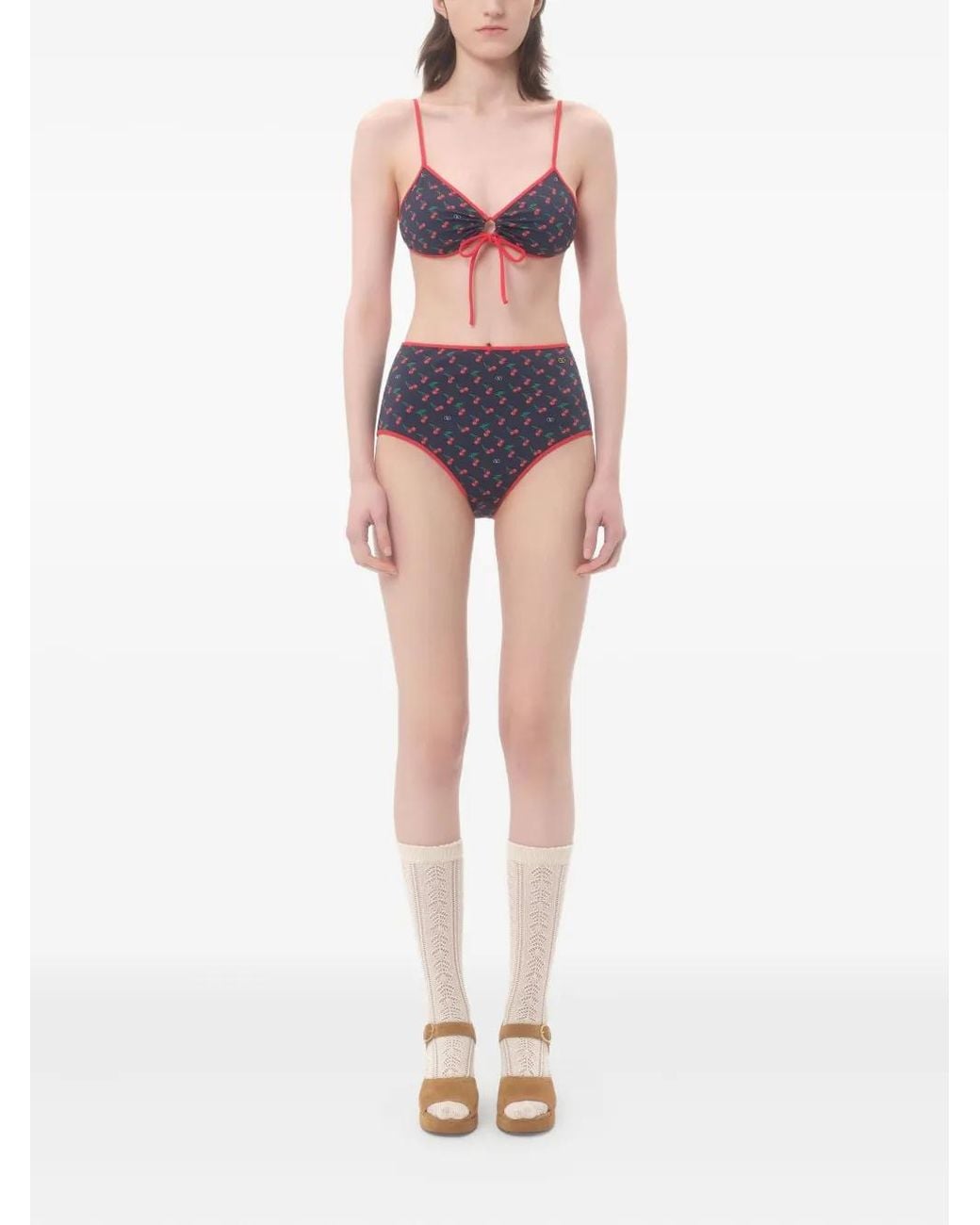 Valentino Garavani Blue Cherryfic-Print Bikini