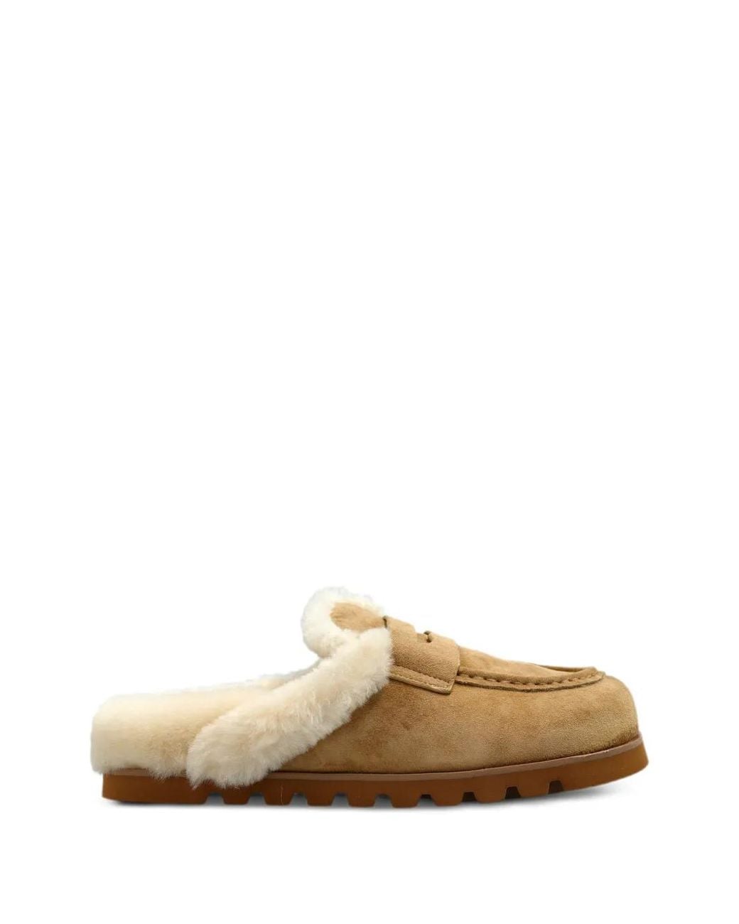 Naked Wolfe White Mules Mit Shearling-Futter