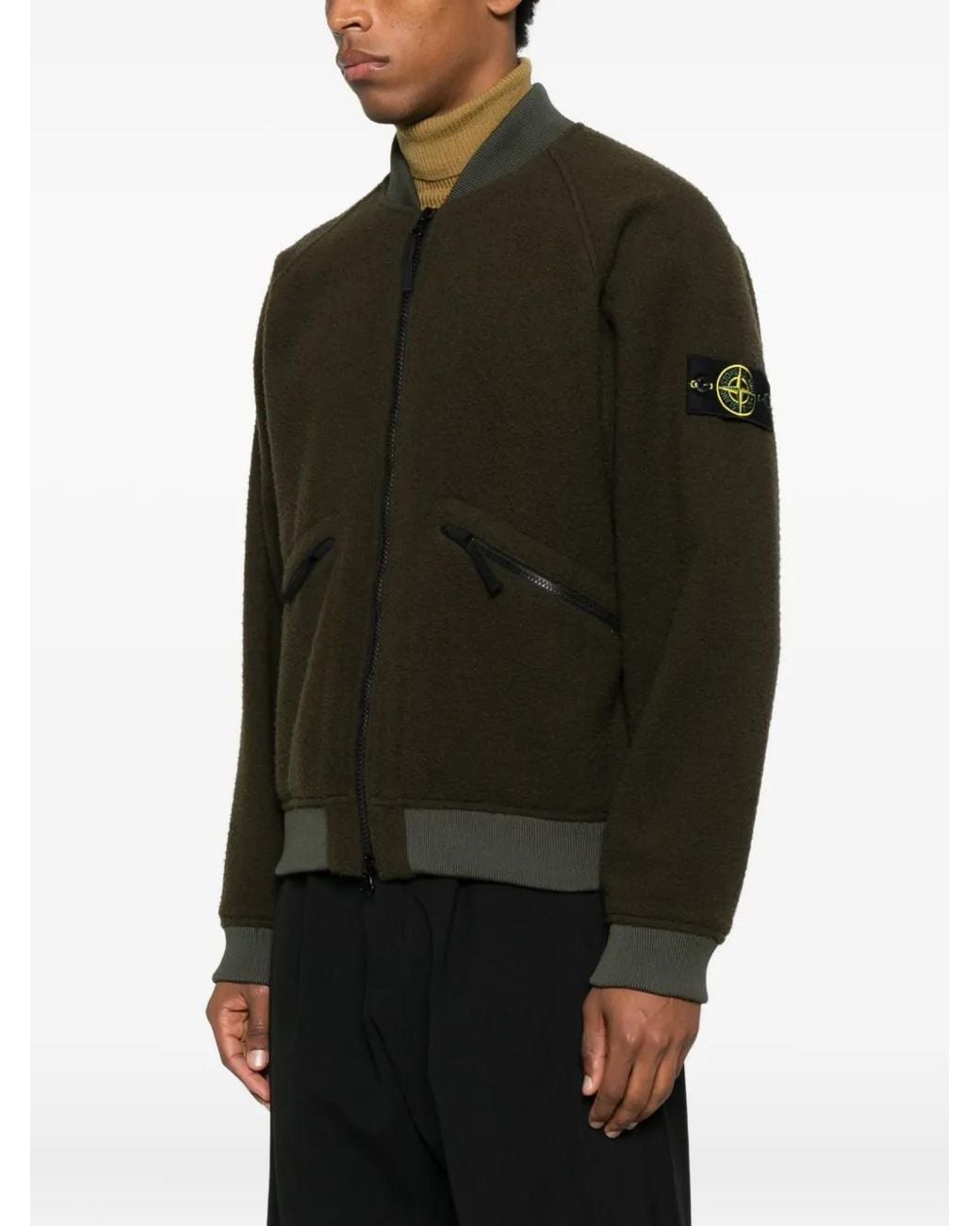Stone Island Black Logo-Patch Bomber Jacket for men