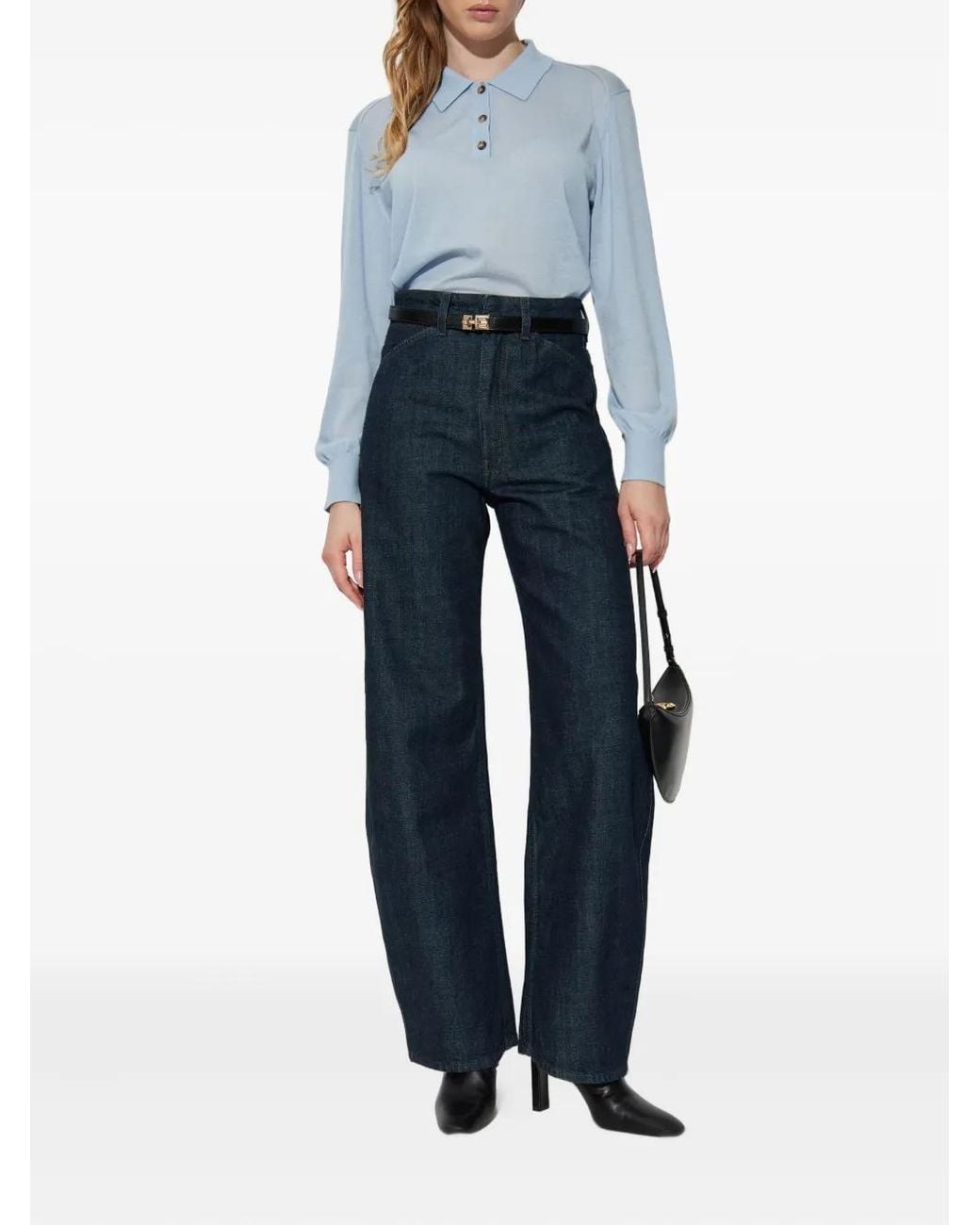 Rag & Bone Blue Buttoned Polo Top
