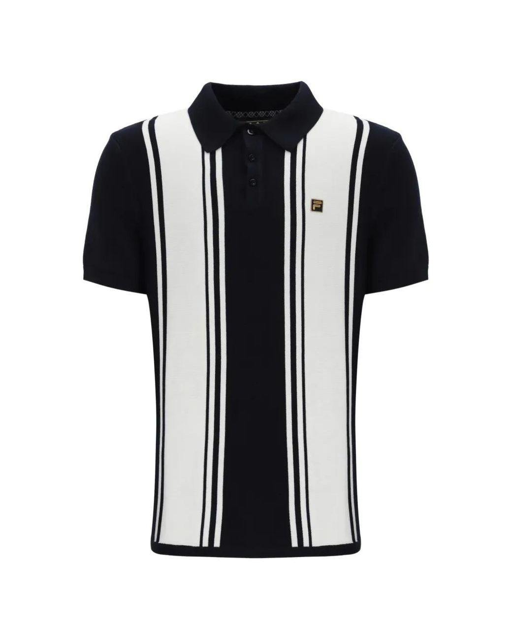 Fila Black Buddy Bowling Vertical-Stripe Polo Shirt for men