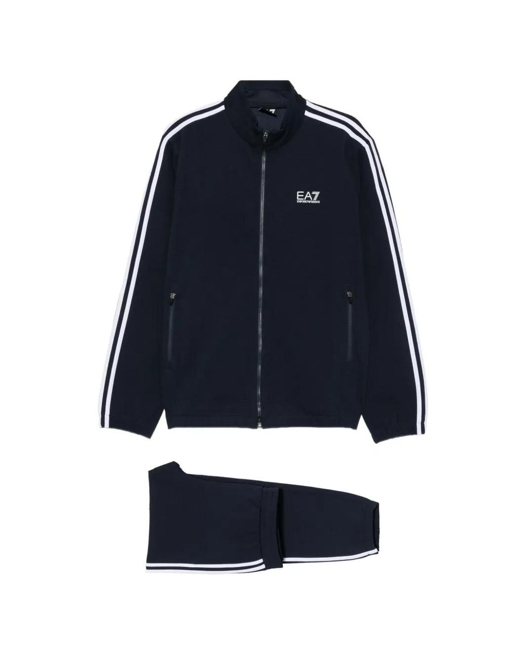 EA7 Blue Logo-Print Side-Stripe Tracksuit for men