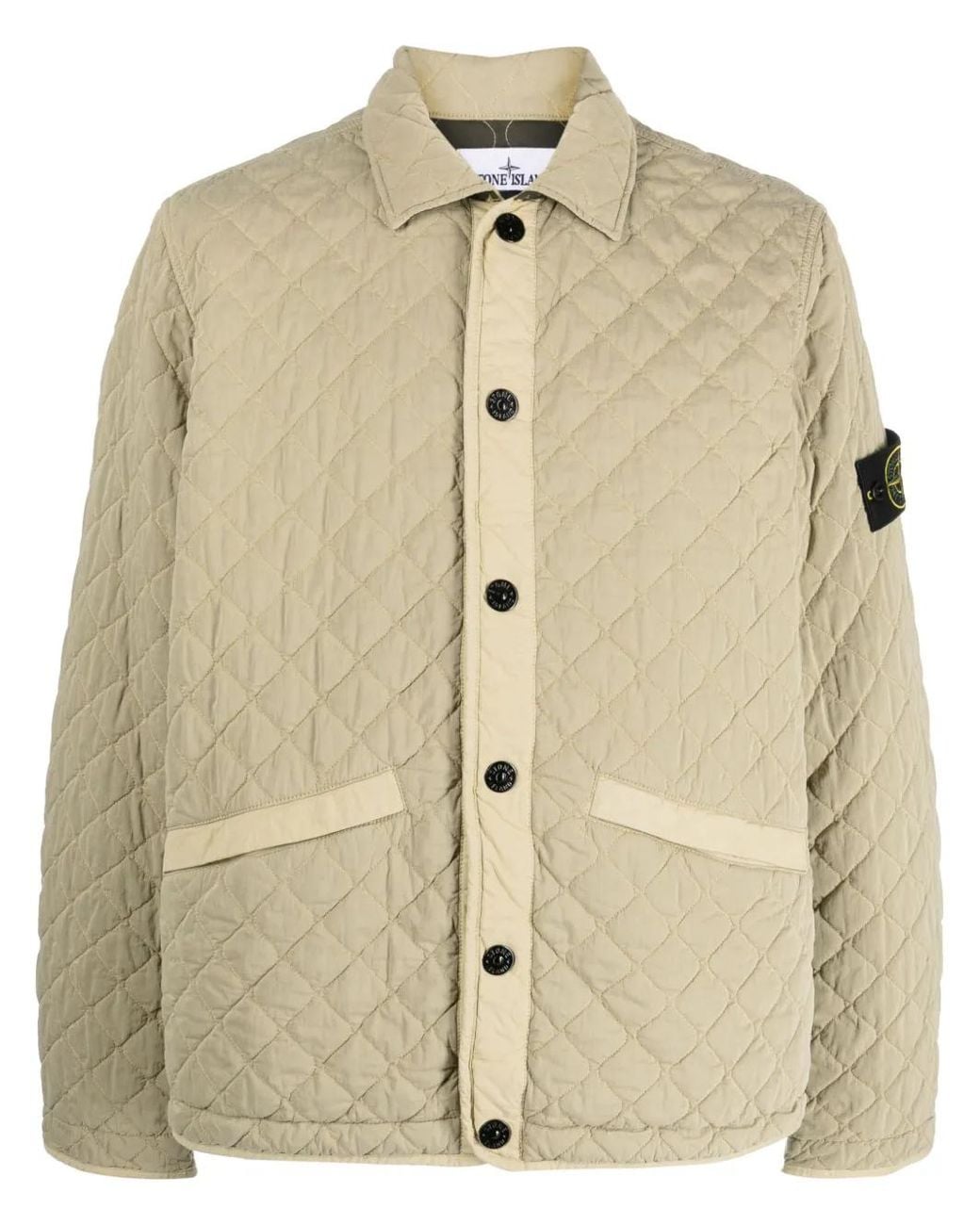 Stone Island Natural Quilted Press-Stud Fastening Bomber Jacket for men