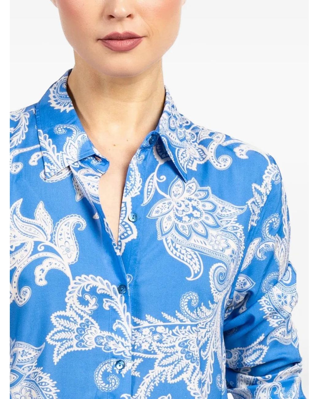 L'Agence Blue Holly Bluse mit Blumen