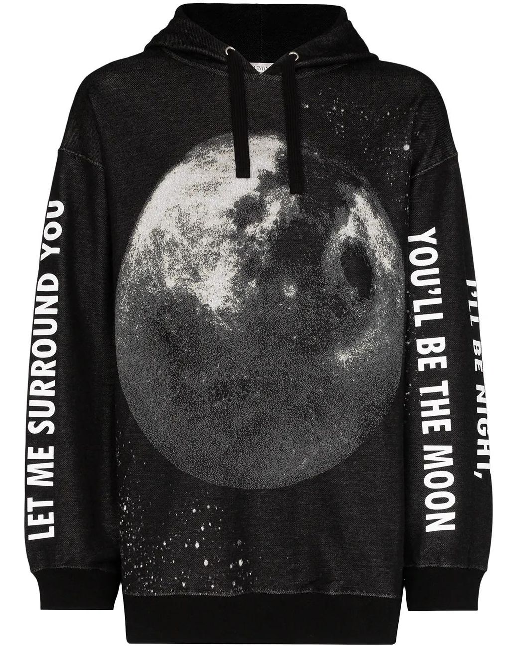 Valentino Garavani Black Moon Print Oversized Hoodie for men