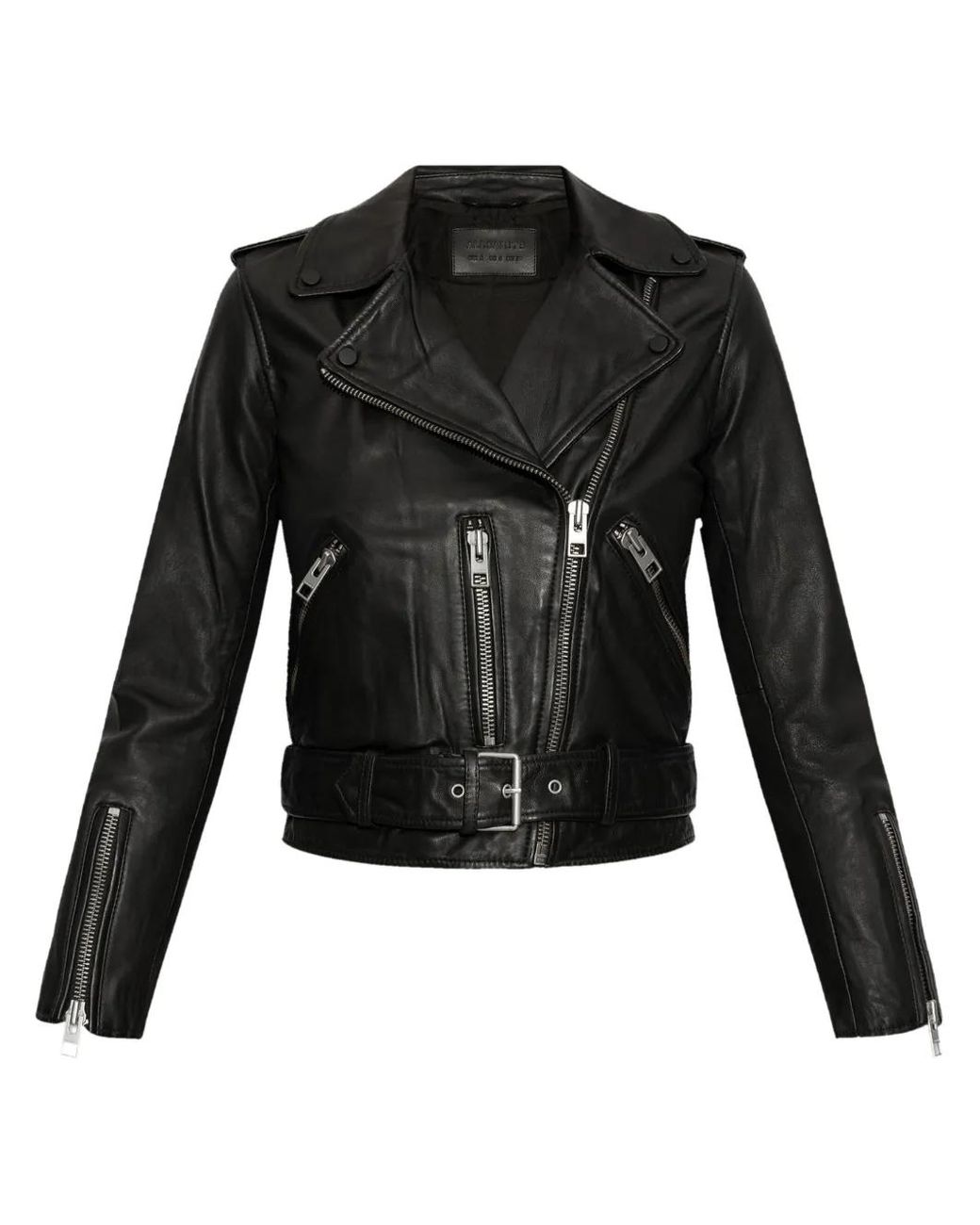 AllSaints Black Belted Biker Jacket