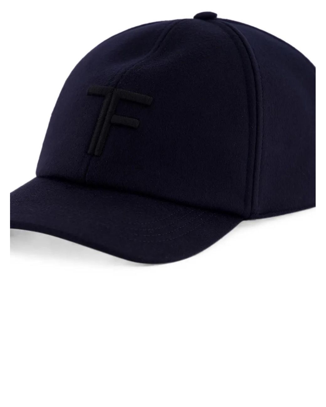 Tom Ford Blue Midnight Cashmere Baseball Cap With Tone-On-Tone Tf Logo Embroidered for men