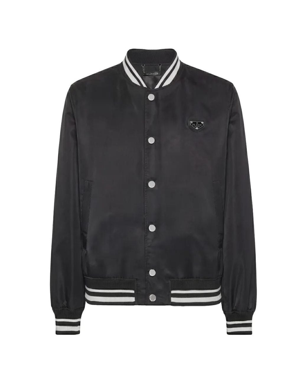 Philipp Plein Black Nylon Baseball Jacket for men