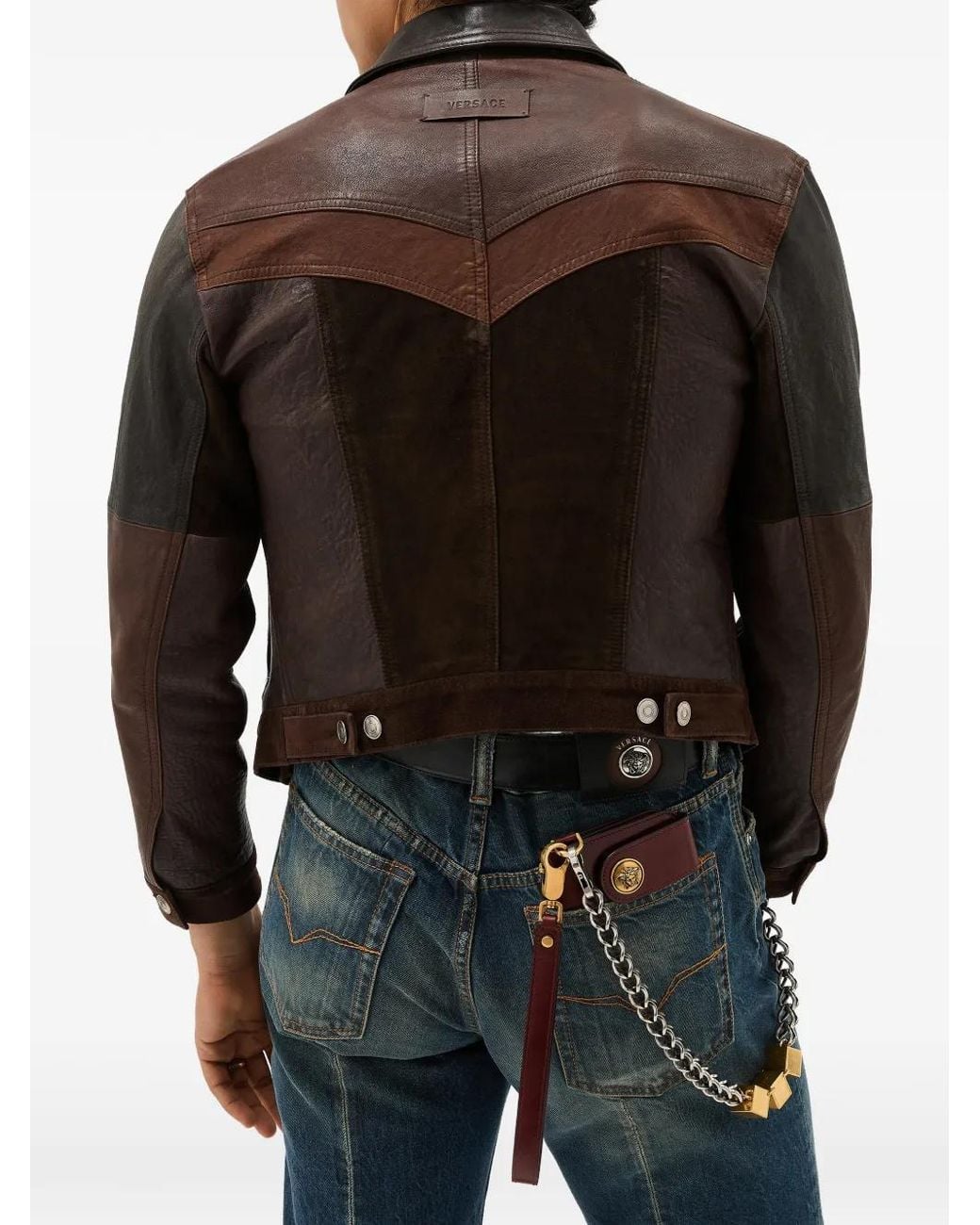 Versace Brown Colour-Block Jacket for men