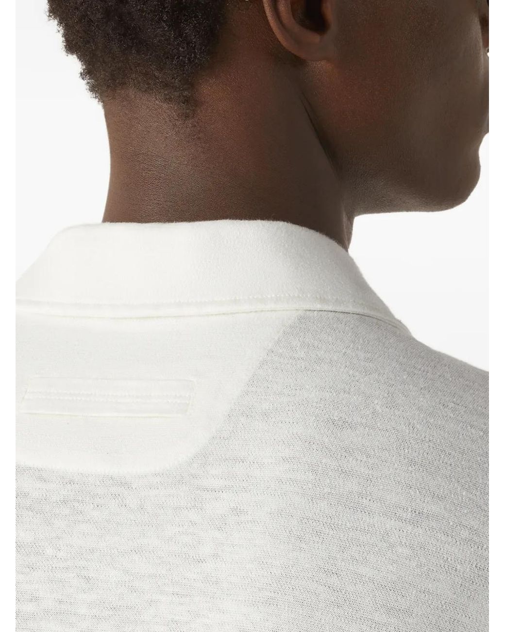 Zegna White Oasi Lino Polo Shirt for men
