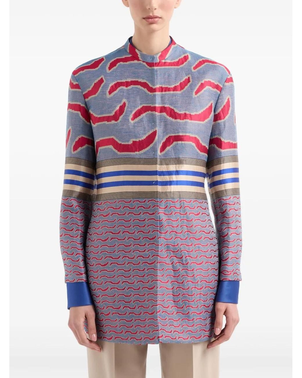 Giorgio Armani Red Patterned-Jacquard Coat