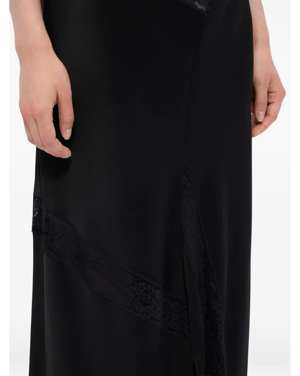 MSGM Black Lace Panel Maxi Skirt