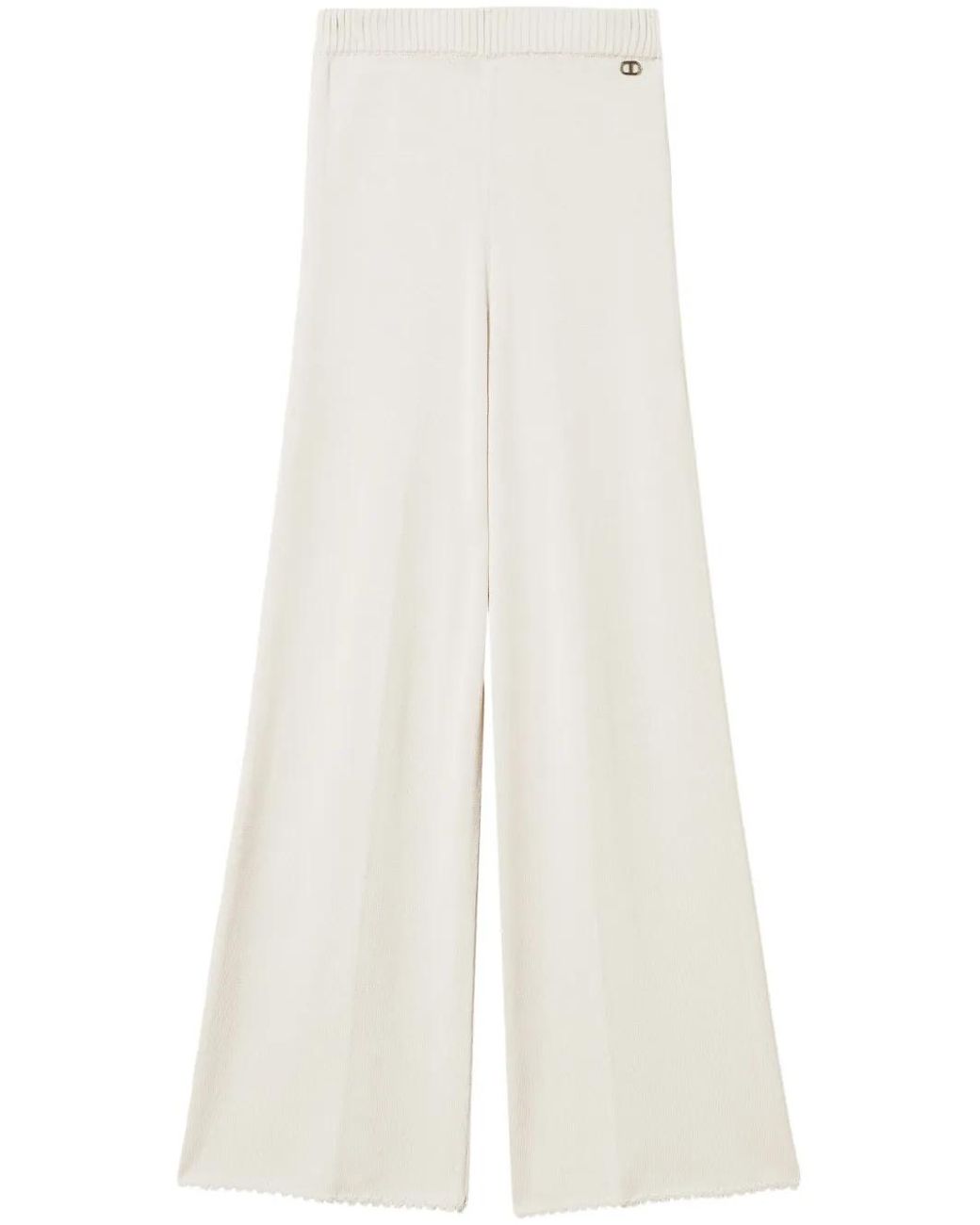 Twinset White Flared Knit Trousers