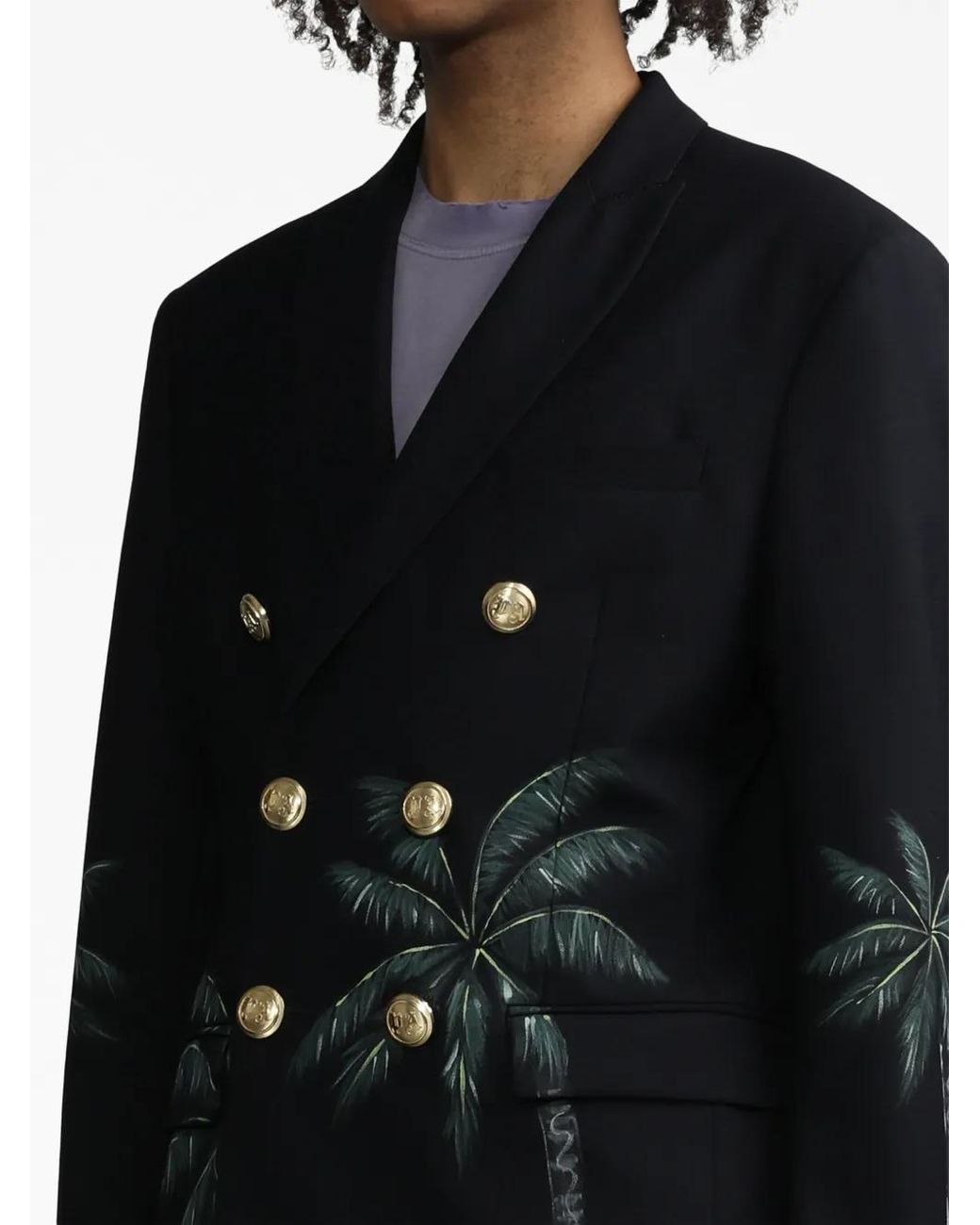 Palm Angels Blue Palms Classic Double-Breasted Blazer for men