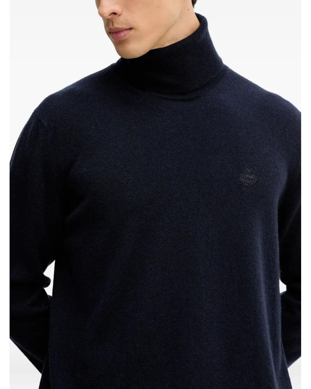 Bally Blue Logo-Embroidered Roll-Neck Sweater for men