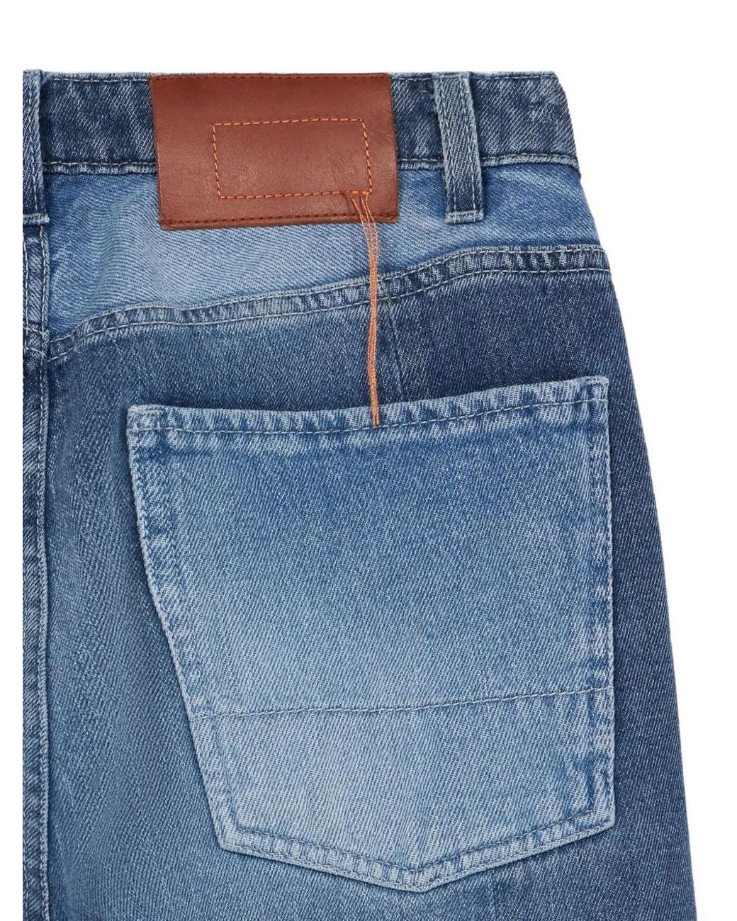 Fortela Blue Patchwork Flared Jeans