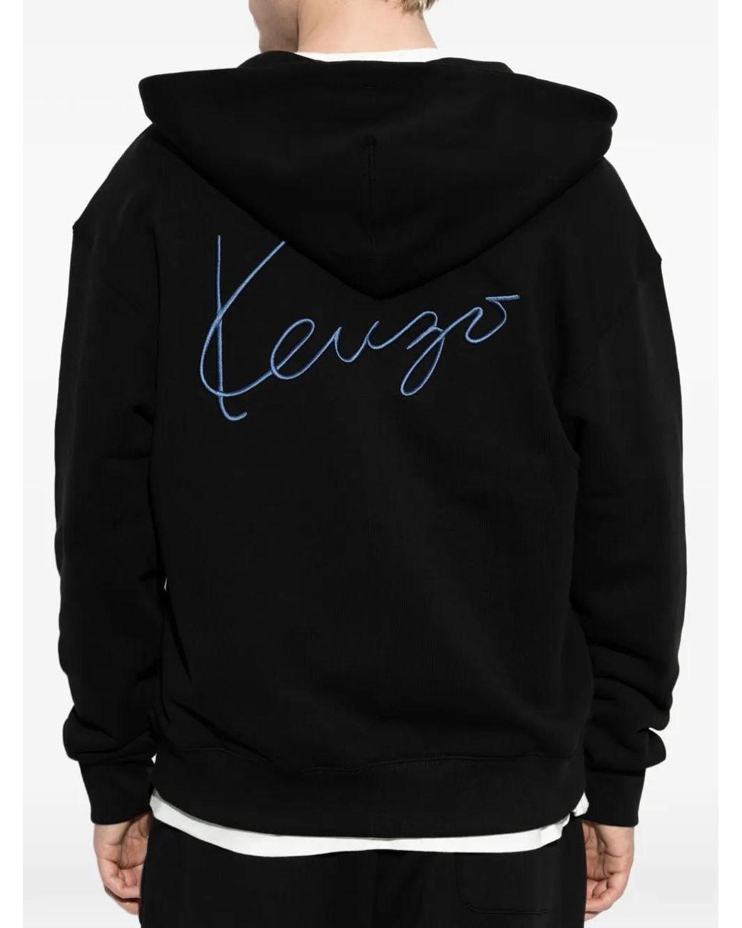KENZO Black Logo Cotton Hoodie for men