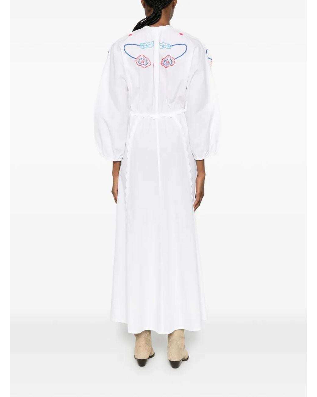 Forte_forte White Floral-Embroidered Cotton Maxi Dress
