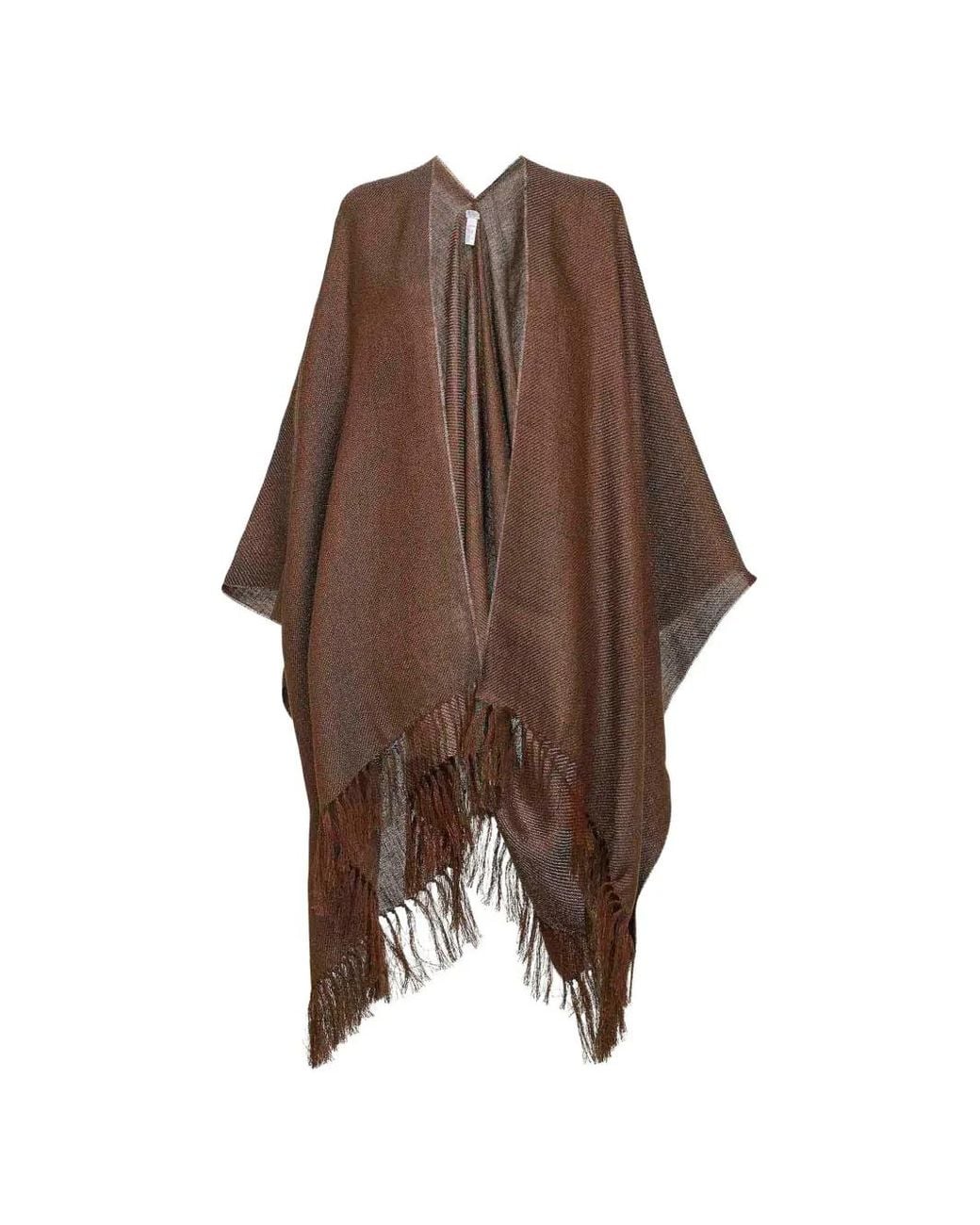 Brunello Cucinelli Brown Fringed Poncho