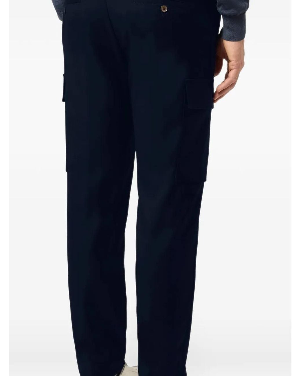Paul & Shark Blue Lucca Virgin Wool Cargo Straight-Leg Trousers for men