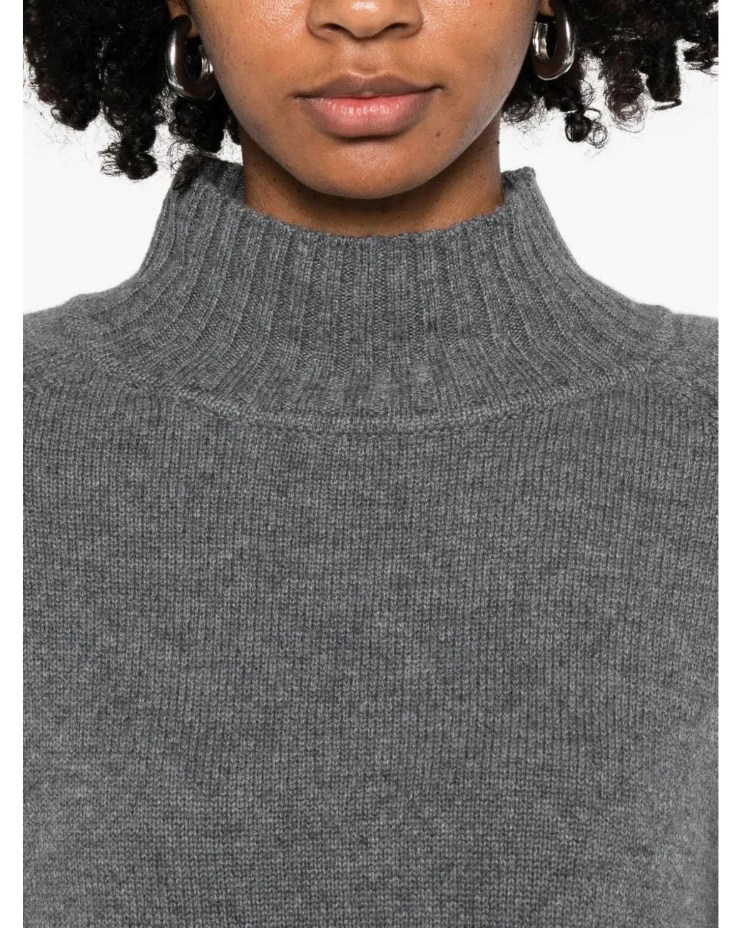 Be You Gray High-Neck Cashmere Sweater