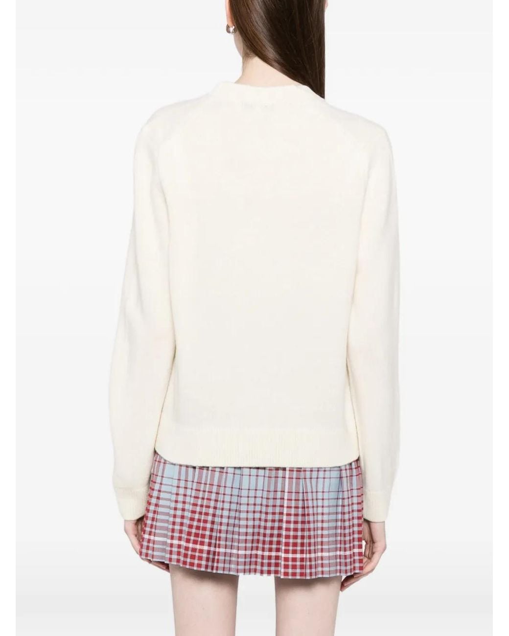 Maison Kitsuné Natural Logo-Patched Round-Neck Jumper