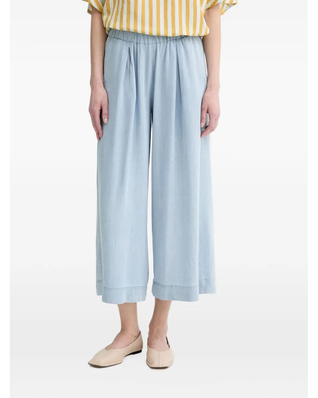 Sessun Blue Pleated Cropped Trousers