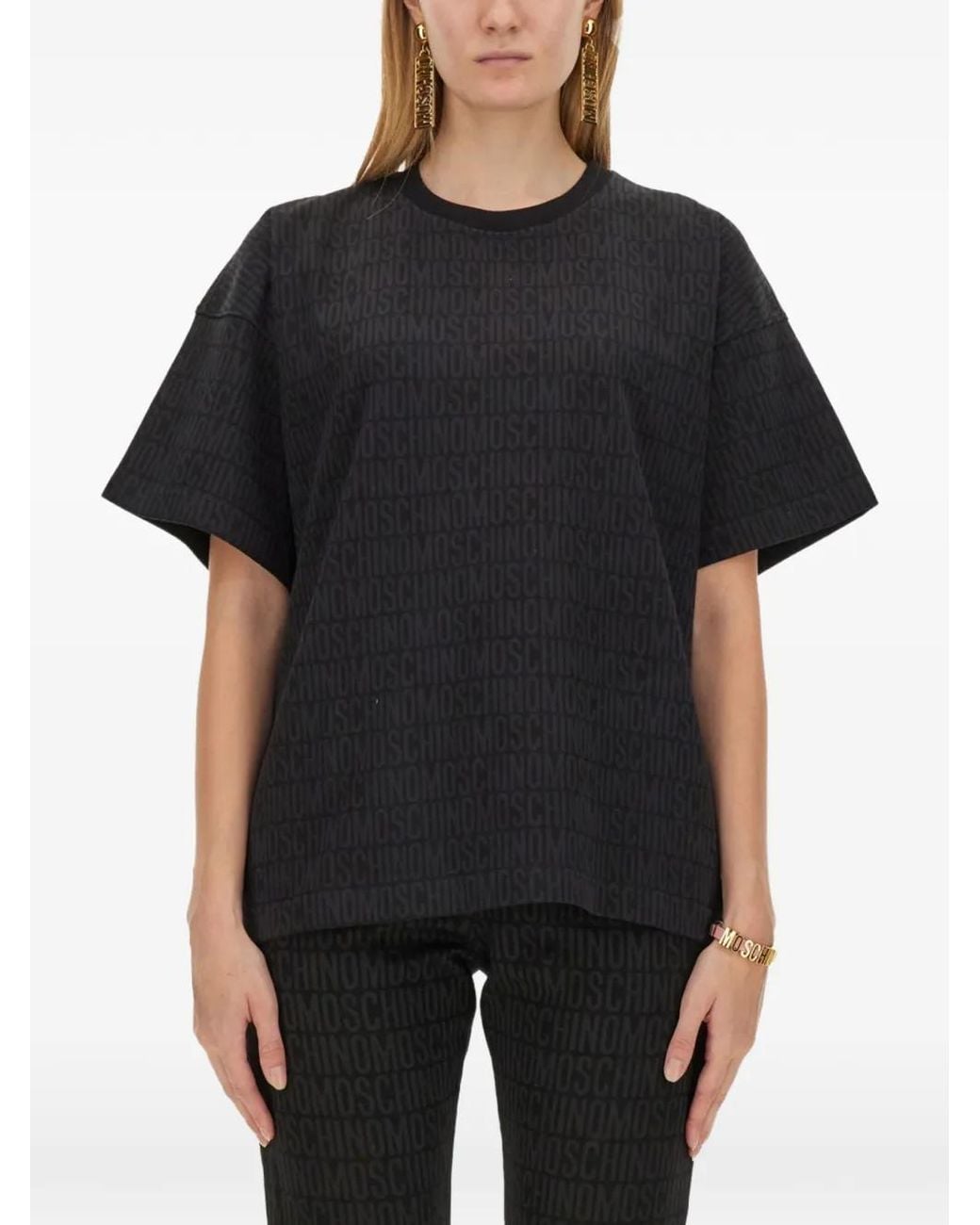 Moschino Black T-Shirt À Logo Imprimé