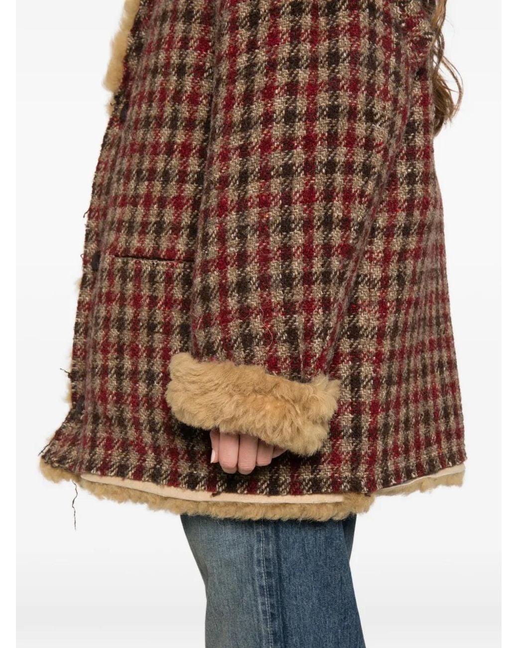 R13 Brown Reversible Check-Pattern Coats