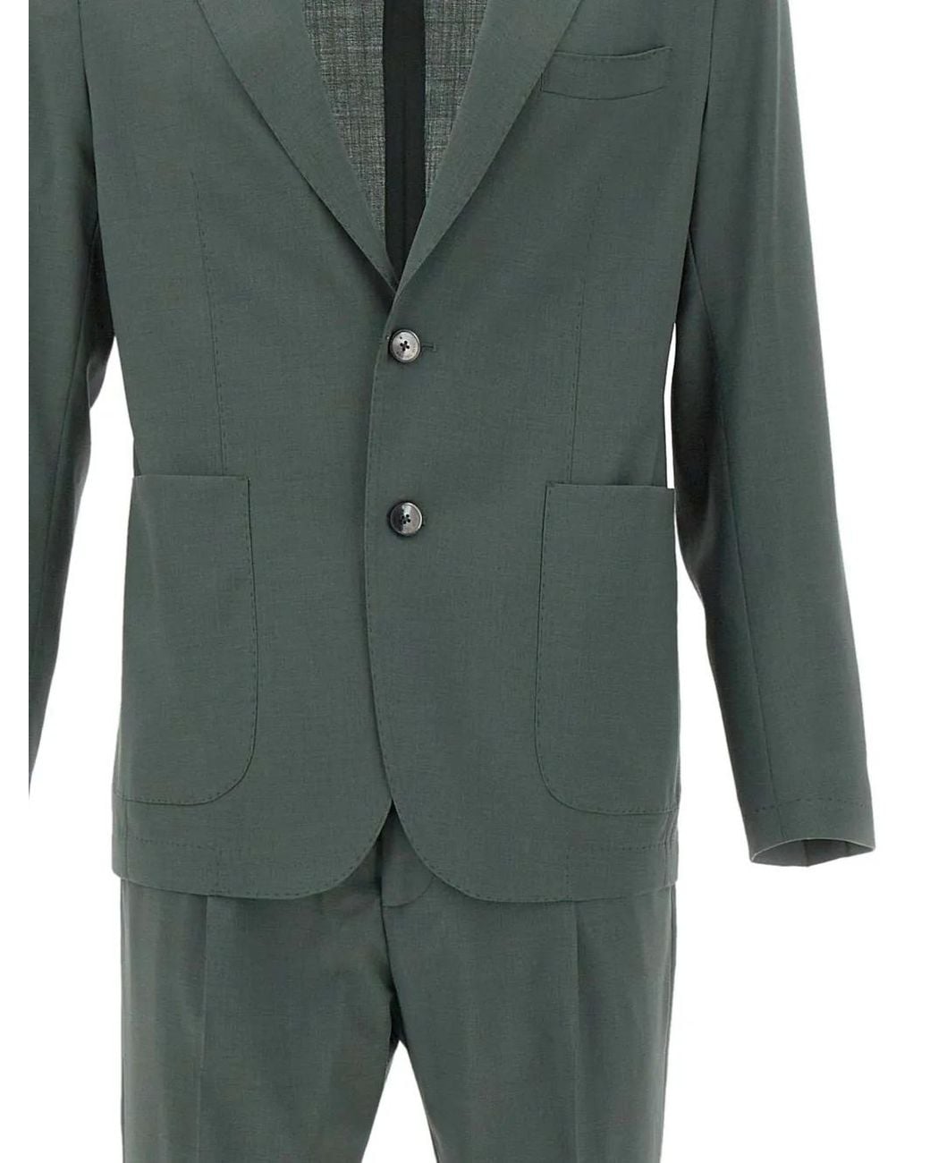 Manuel Ritz Green Lapel-Pin Suit for men