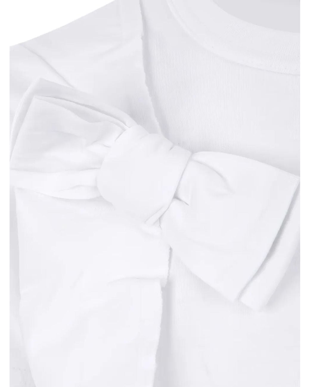 Comme des Garçons White Bow-Detailed Cotton T-Shirt