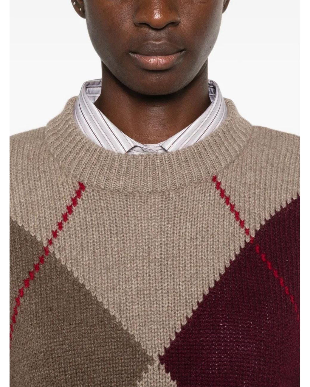 Be You Brown Argyle-Pattern Sweater