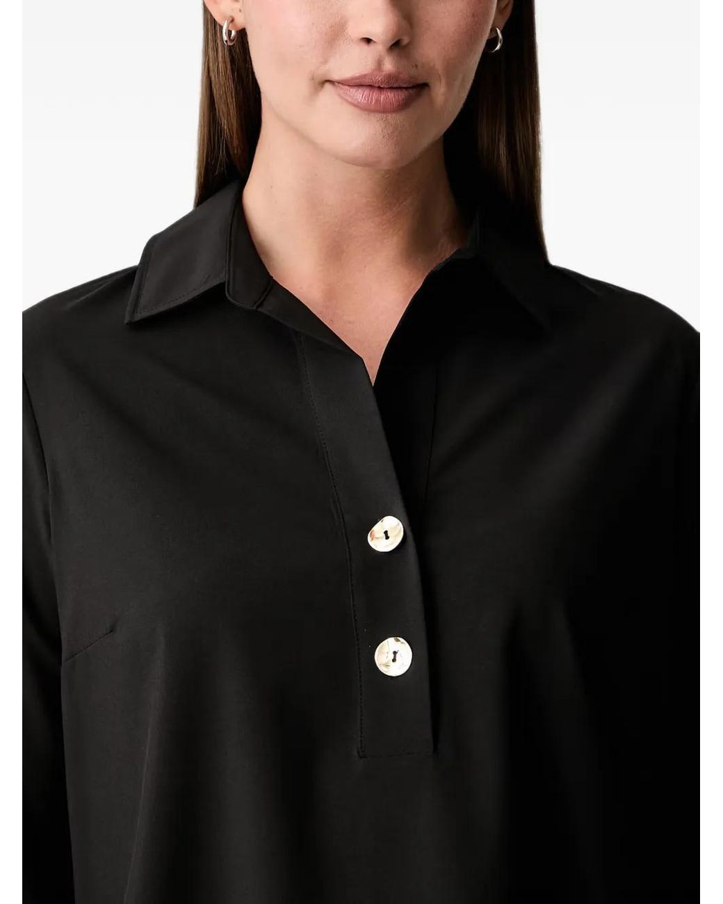 Joseph Ribkoff Black Button-Down Collar Blouse