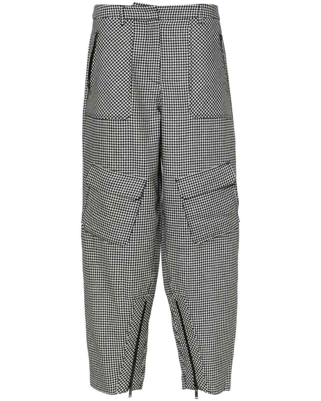Iceberg Gray Houndstooth-Pattern Tapered Trousers
