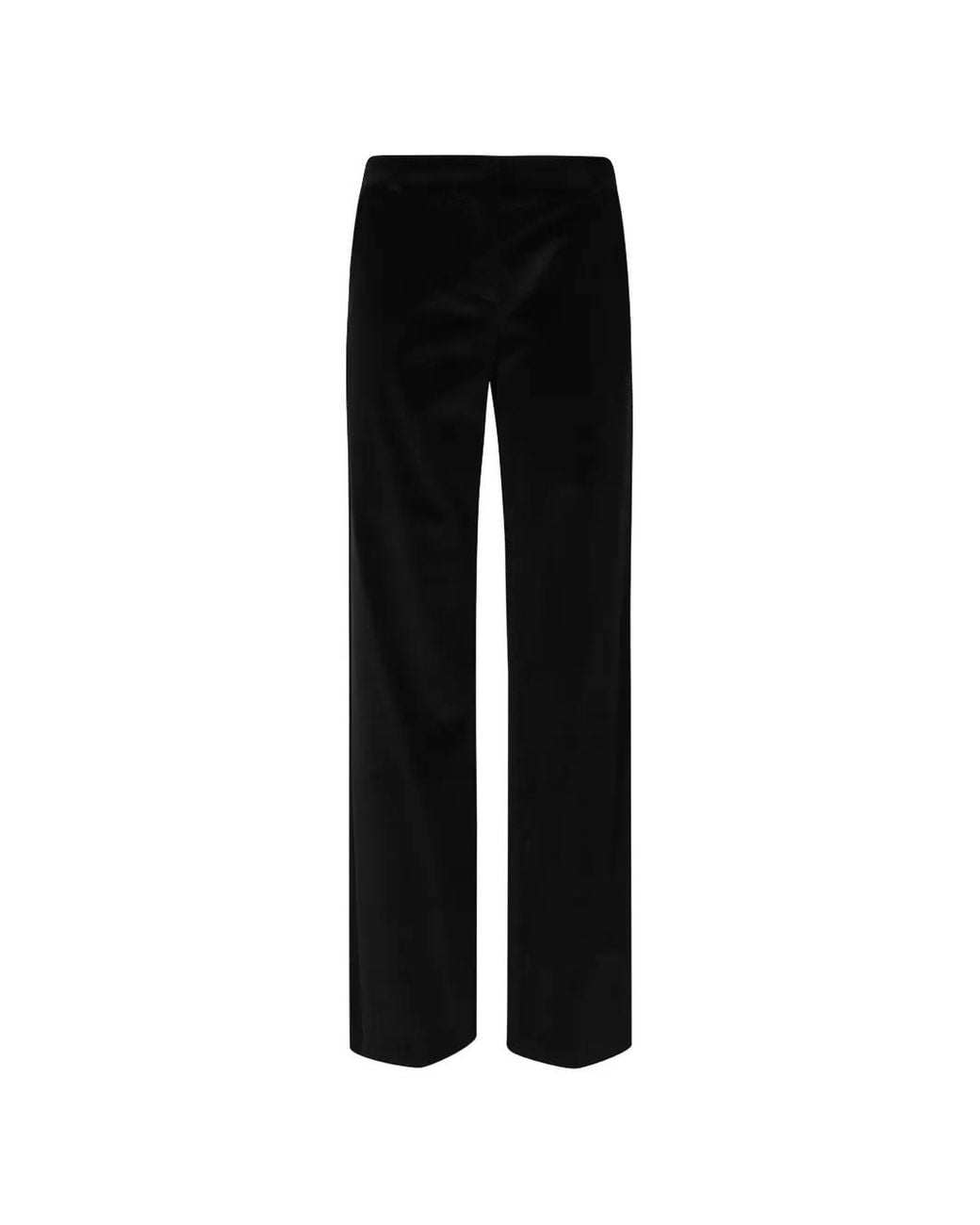 Kiltie Black Velvet Straight-Leg Trousers