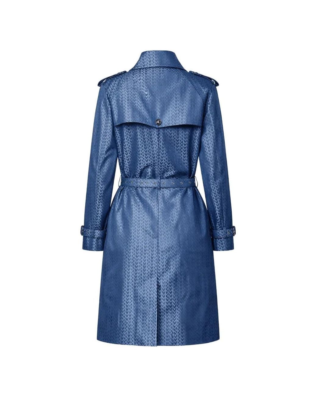 Michael Kors Blue Logo-Pattern Belted Trench Coat