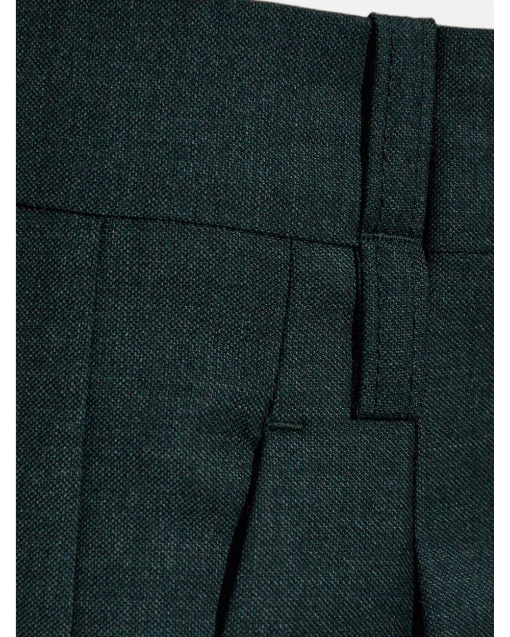Victoria Beckham Green Ethel Pleated Wool High-Waisted Trousers