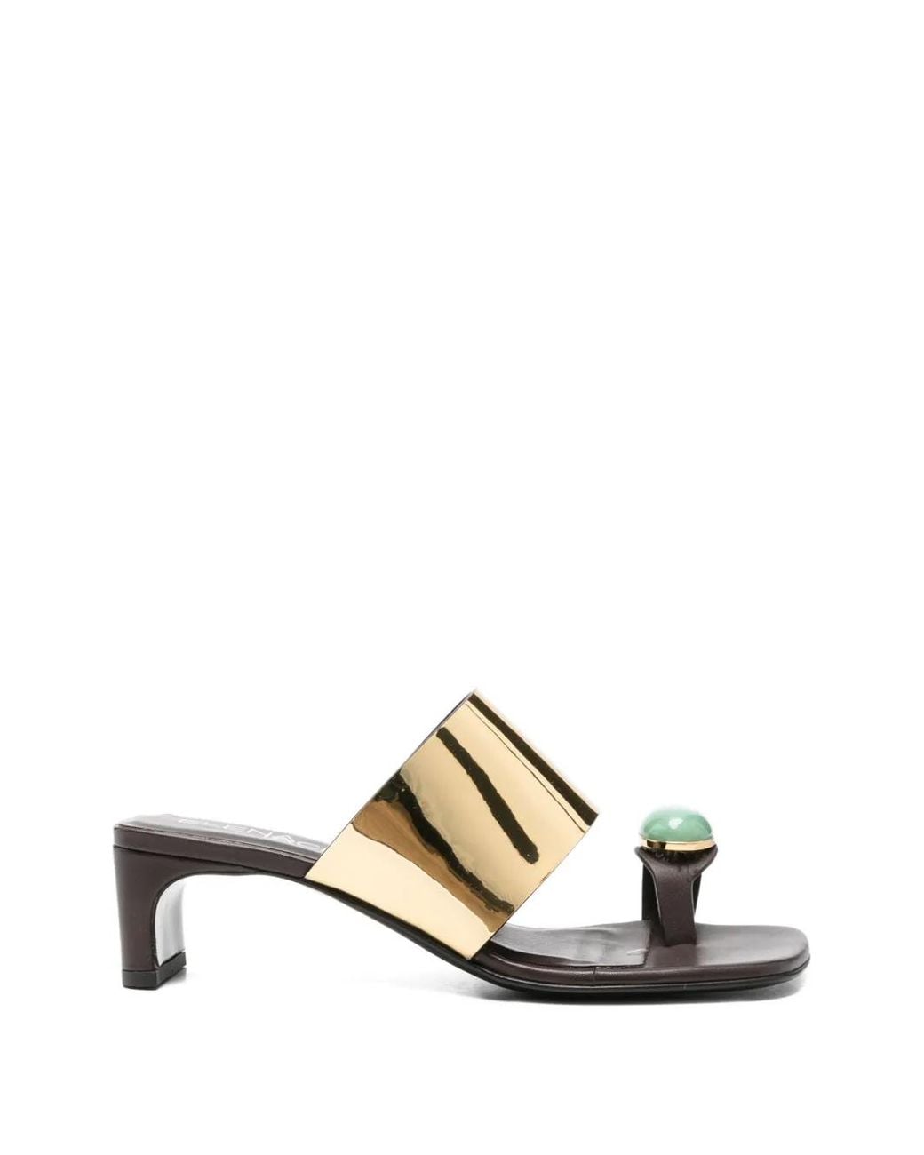 Elena Iachi Metallic Gemstone-Detail Sandals