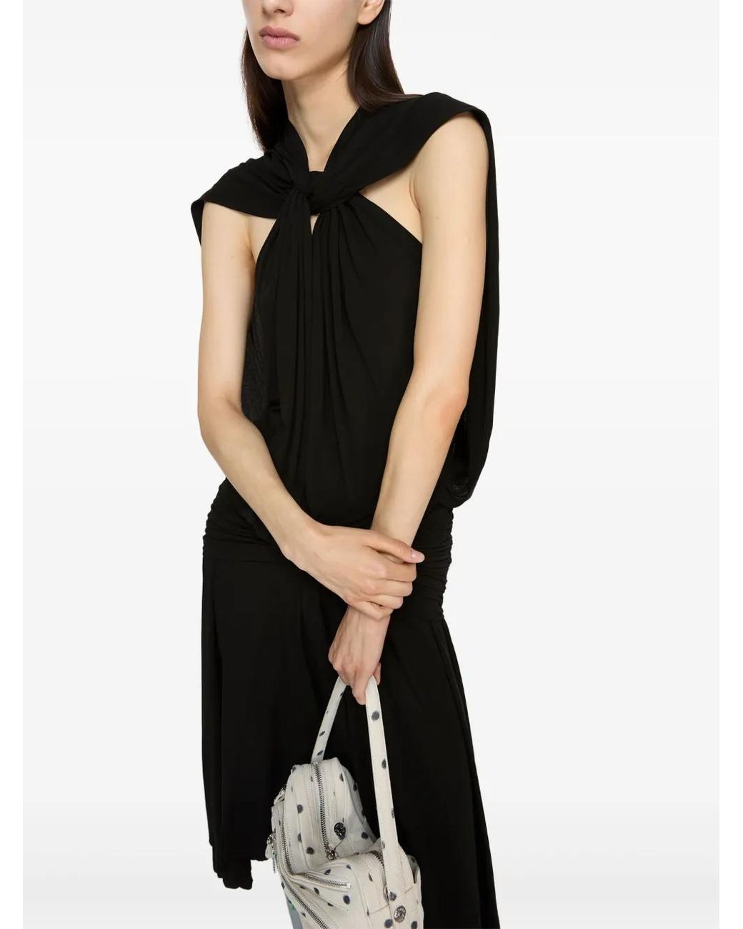 Acne Black Knot-Detail Midi Dress