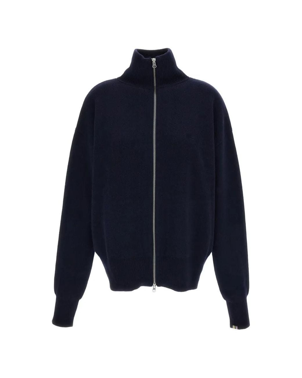 Extreme Cashmere Blue Zip-Up High-Neck Cardigan