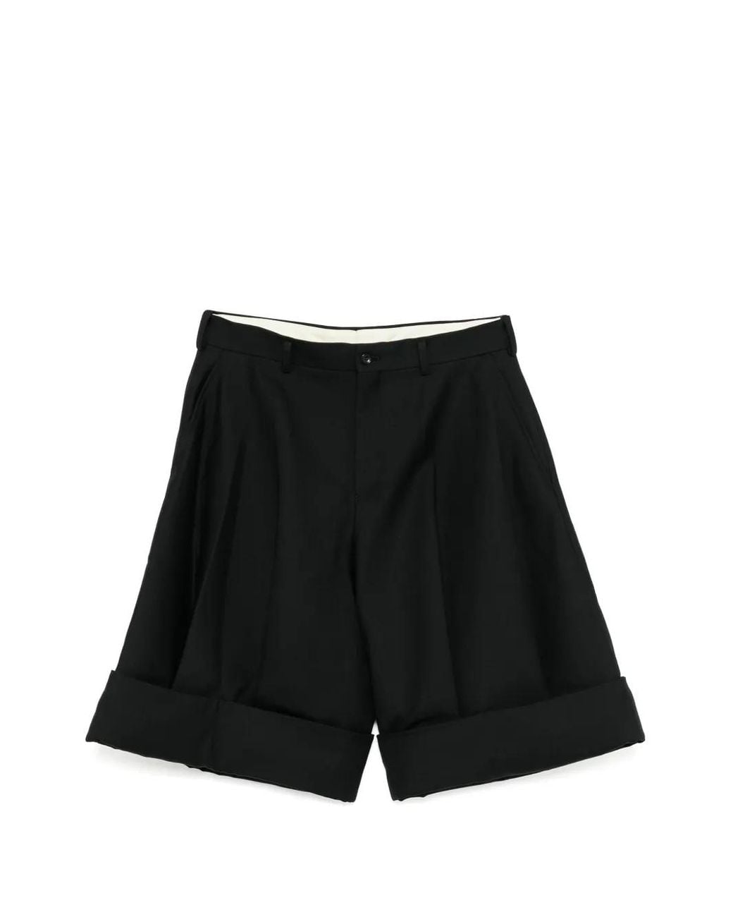 Comme des Garçons Black Pleated Turn-Up Shorts for men