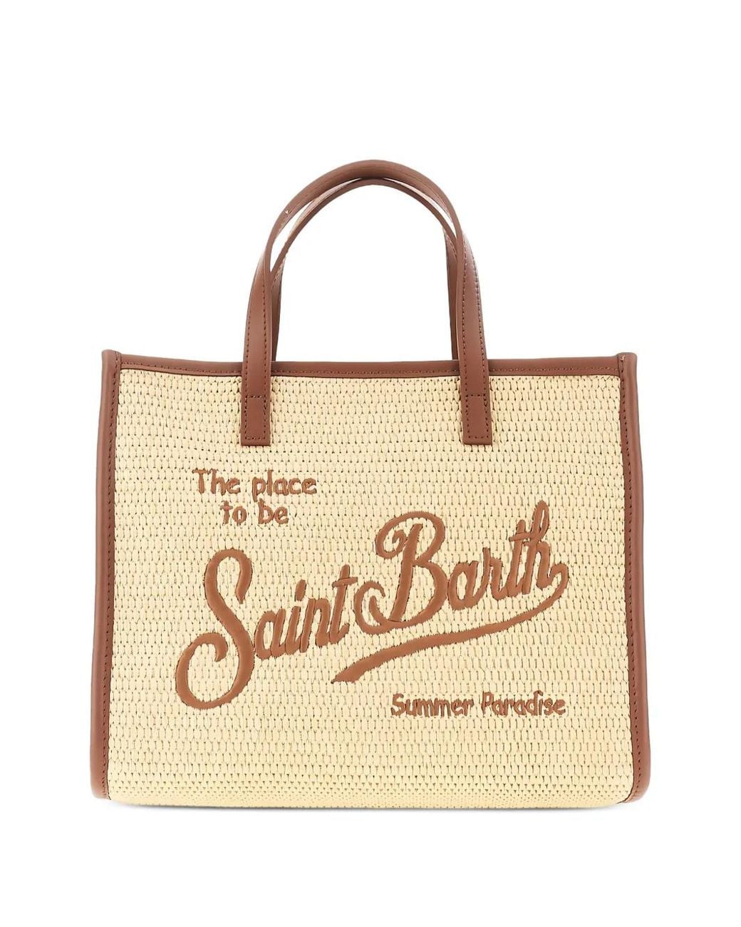 Mc2 Saint Barth Natural Logo-Embroidered Woven Shoulder Bag