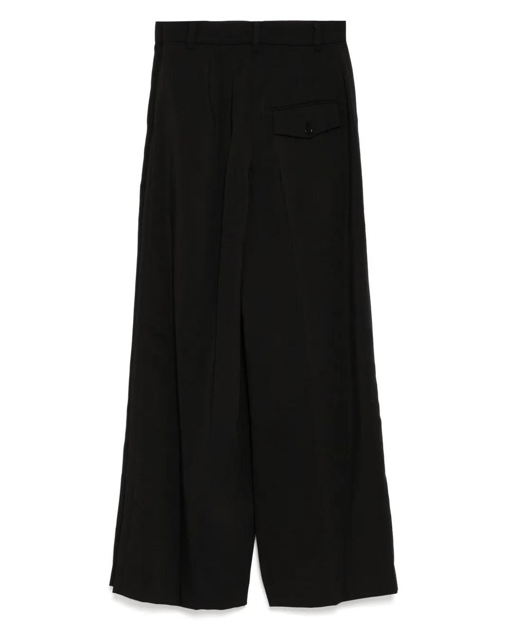 Pushbutton Black Side Folded Wide Pants